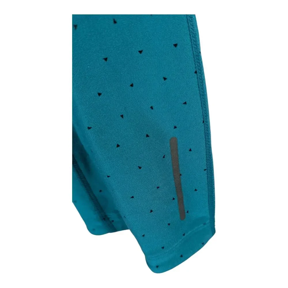 Nike Leggings Womens Small Aqua Drawstring Zip Pocket Yoga Capri Triangle Dots